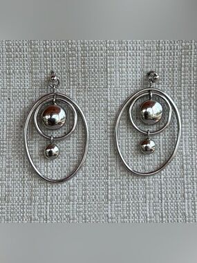 NWOT Frederic Duclos Reversible Oval Decadence Sterling Silver Earrings